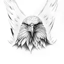 eagle head with feathers going down to waterfall tattoo design idea