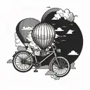 hot air balloon attached to bicycle tattoo design idea