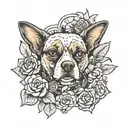 Name that says "Marie" that has a relationship with dogs tattoo design idea