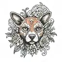 Name that says "Marie" that has a relationship with dogs tattoo design idea