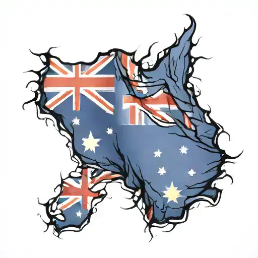 ripped australian flag tattoo design idea