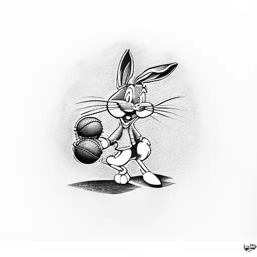 bugs bunny holding a basketball tattoo design idea