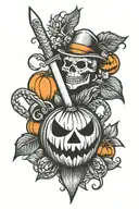 dagger and jack o lantern tattoo design idea