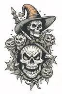 dagger and jack o lantern tattoo design idea