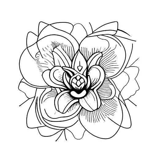 A minimalist tattoo of a pottery wheel with a lily flower in the center tattoo design idea