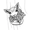 A minimalist tattoo of a potter's hands shaping clay into the form of a lamb tattoo design idea