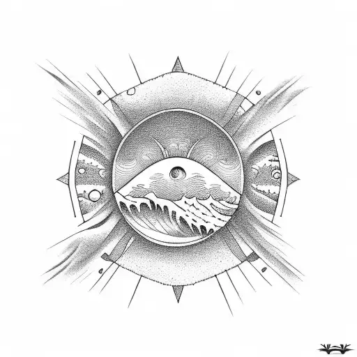 beach chair sunrise  tattoo design idea