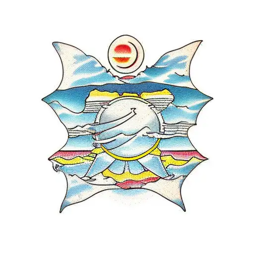 beach chair sunrise  tattoo design idea