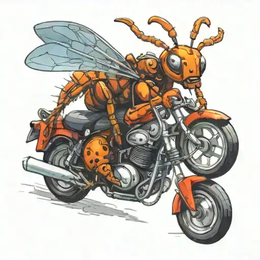an ant riding a motorcycle tattoo design idea