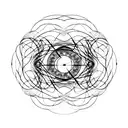 abstract depiction of faces looking at eachother in a circle. there are intricate patterns and the faces loop together tattoo design idea