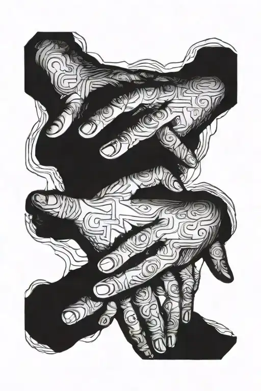 prayer hans touching fingers tattoo design idea