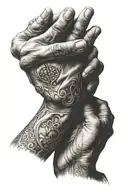 prayer hands holding tattoo design idea