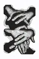 prayer hans touching fingers tattoo design idea