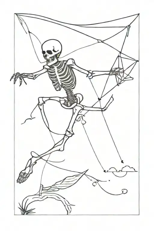 skeleton flying a kite tattoo design idea