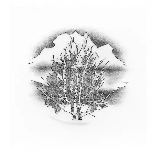 aspen tree branch tattoo design idea