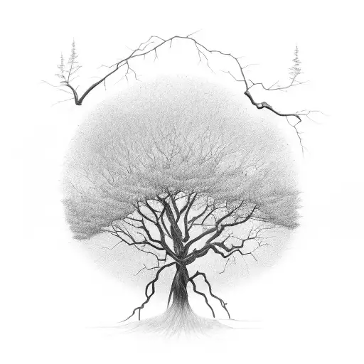 tree branch into lightning tattoo design idea