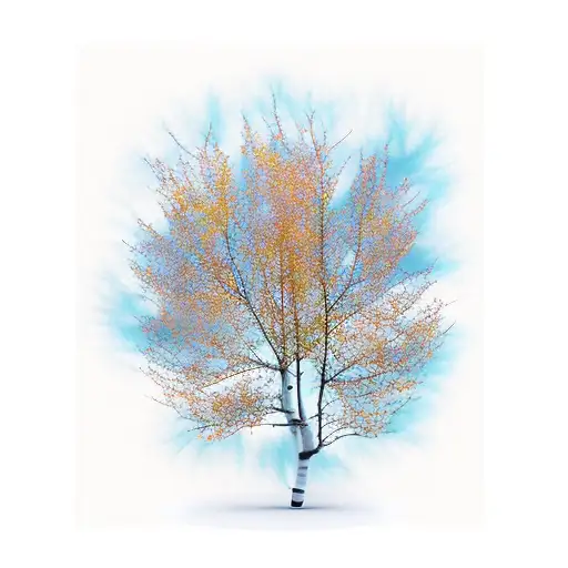 aspen tree branch with leaves tattoo design idea