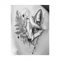 a fox and skull and leaves tattoo design idea