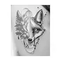 a fox and skull and leaves tattoo design idea