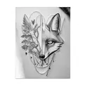 a fox and skull and leaves tattoo design idea