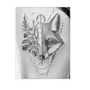 a fox and skull and leaves tattoo design idea