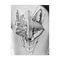 a fox and skull and leaves tattoo design idea