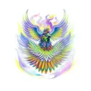 hawk with phoenix wings and tail tattoo design idea