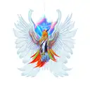 hawk with phoenix wings and tail tattoo design idea