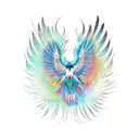 hawk with phoenix wings and tail tattoo design idea