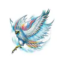 hawk with phoenix wings and tail tattoo design idea