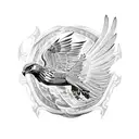 hawk with phoenix wings and tail tattoo design idea