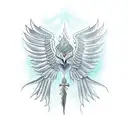 hawk with phoenix wings and tail tattoo design idea