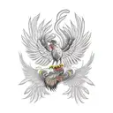 hawk with phoenix wings and tail tattoo design idea