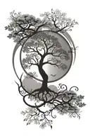 enso circle and a tree of life  tattoo design idea