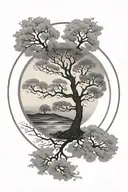 enso circle and a tree of life  tattoo design idea