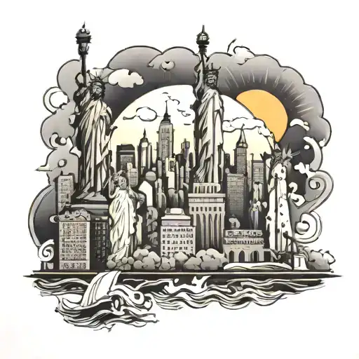 new york skyline tattoo design idea
