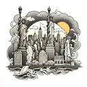 new york skyline tattoo design idea