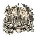 new york skyline tattoo design idea