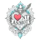 anmol preet text with a heart tattoo design idea