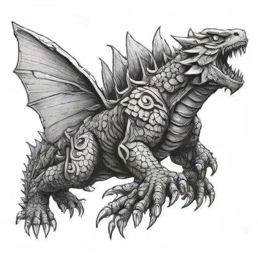 godzilla and mothra tattoo design idea