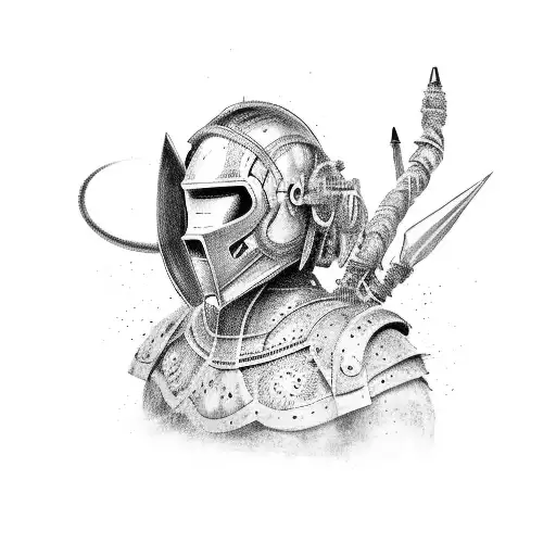 Arcângelo Miguel with armour zoodiac Sagittarius tattoo design idea