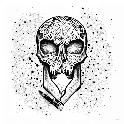 skull with broken heart tattoo design idea