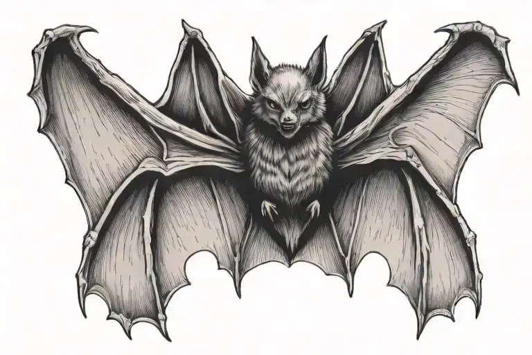 bat with open wings spread tattoo design idea