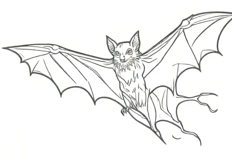 bat with open wings spread tattoo design idea