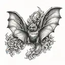 bat with open wings spread tattoo design idea