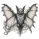 bat with open wings spread tattoo design idea