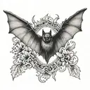 bat with open wings spread tattoo design idea
