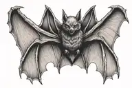 bat with open wings spread tattoo design idea