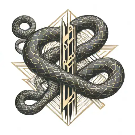 spine tattoo Travel topic with a golden snake tattoo design idea