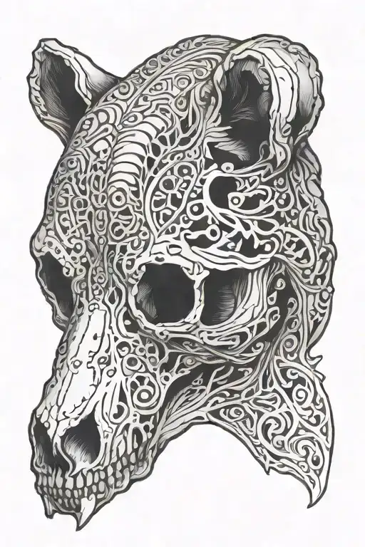 Black Bear skull tattoo design idea